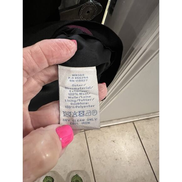 Boden Black Ruffle Neck Wool Midi Sheath Dress Sz 8 - Picture 8 of 8